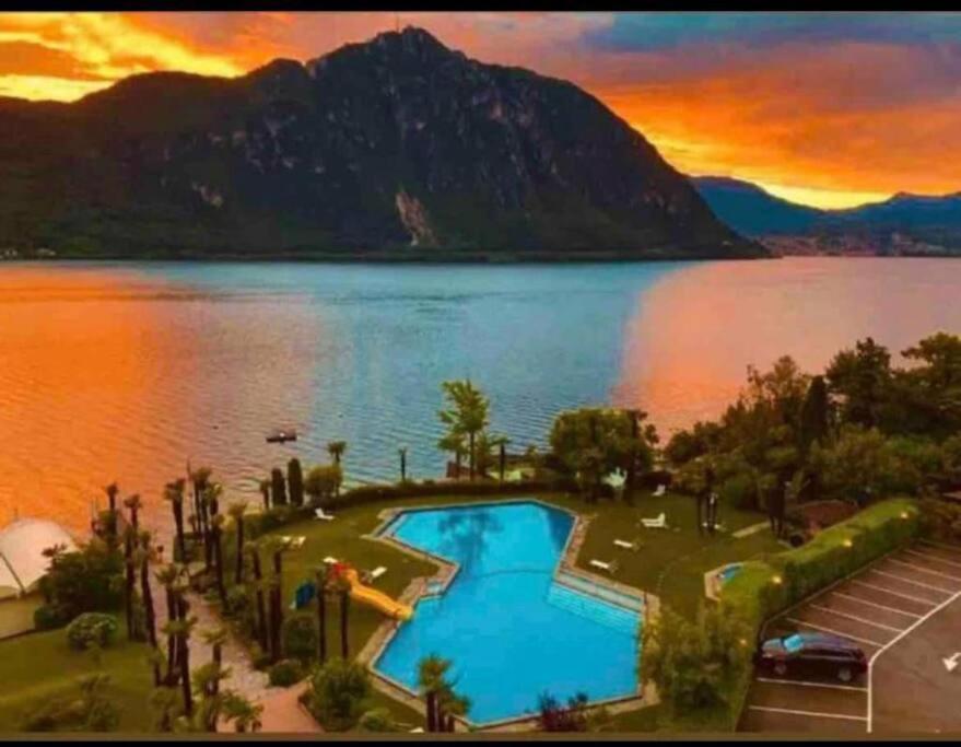 Idyllische Ferienwohnung In Bissone Bagian luar foto