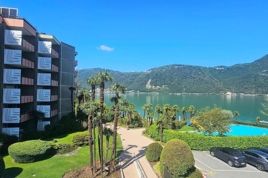 Idyllische Ferienwohnung In Bissone Bagian luar foto