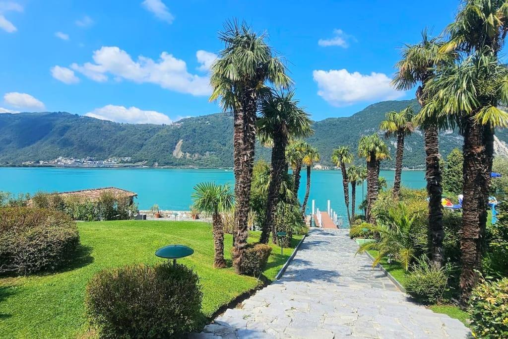Idyllische Ferienwohnung In Bissone Bagian luar foto