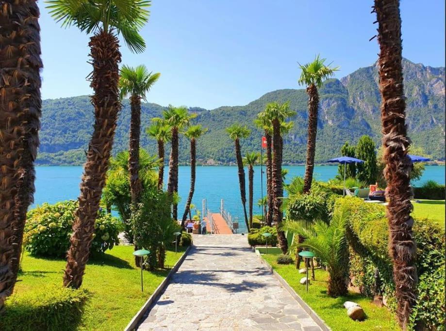 Idyllische Ferienwohnung In Bissone Bagian luar foto